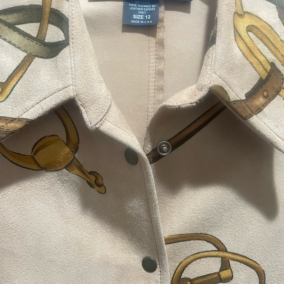 Comme Toujours suede shirt with equestrian horse-bit design women’s size 12 - Picture 4 of 9